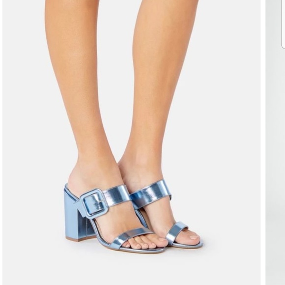 JustFab Metallic Blue Sandal - Picture 2 of 8